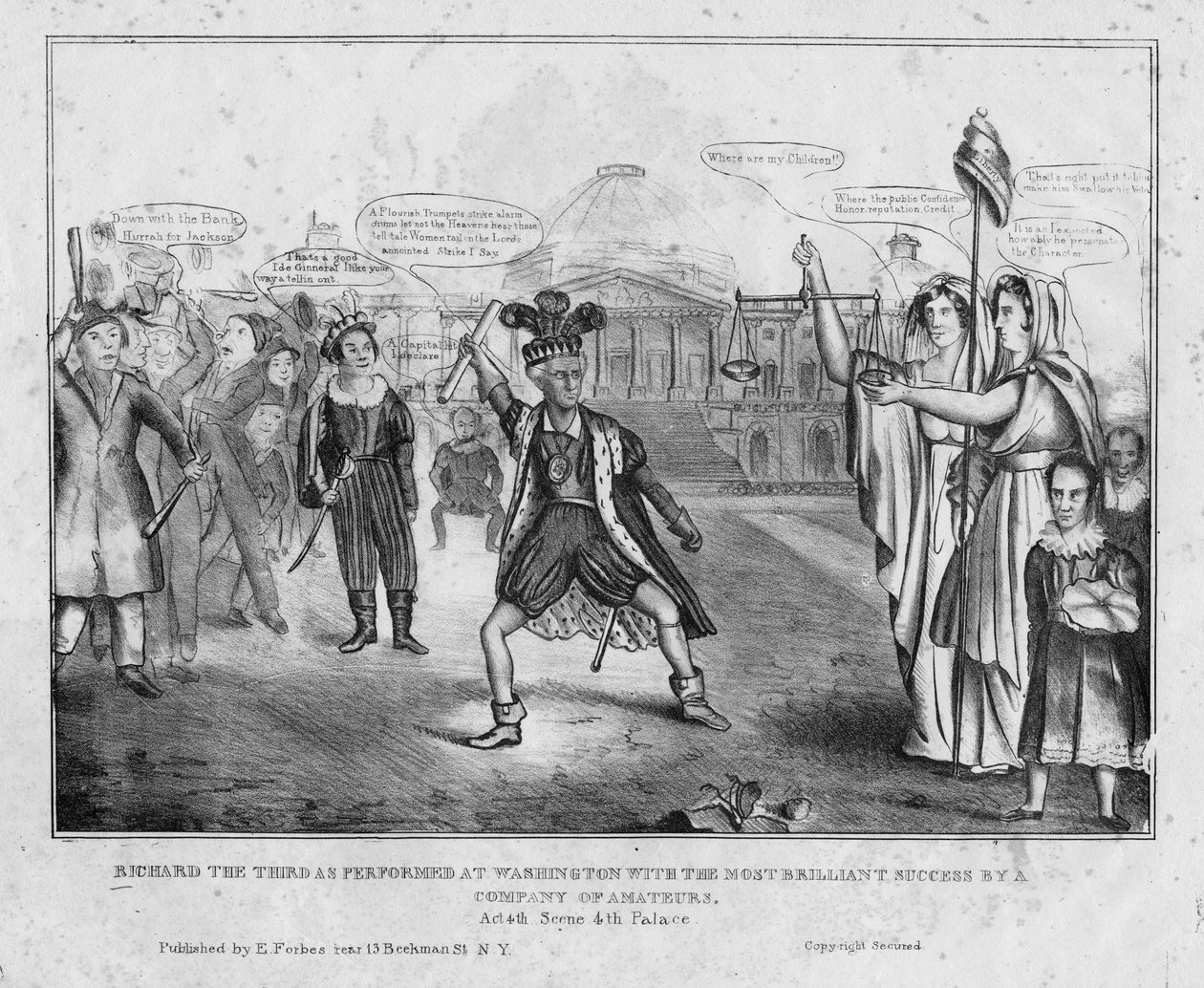 Richard Třetí v provedení ve Washingtonu s nejskvělejším úspěchem společnosti amatérů, kolem roku 1834 od American School