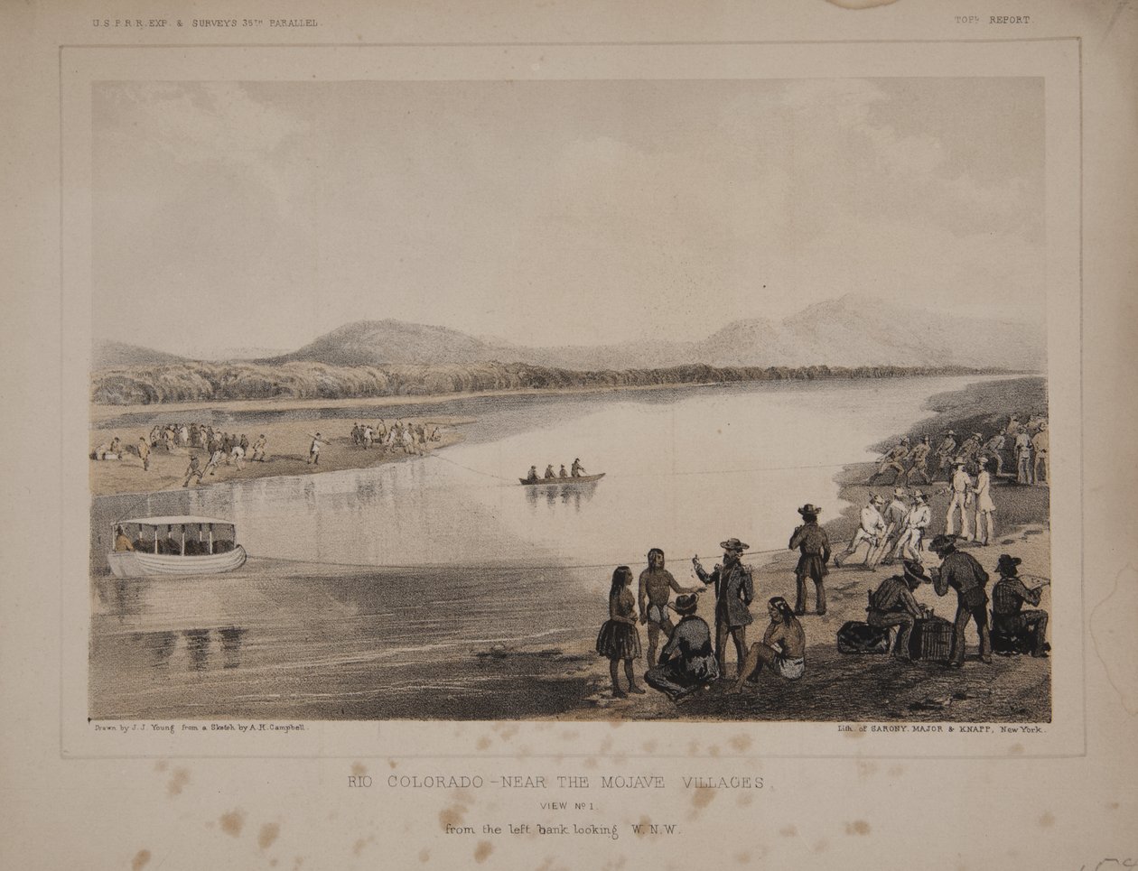 Rio Colorado - lähellä Mojave Villages -näkymää nro. 1 vasemmalta rannalta katsoen W. N. W od American School