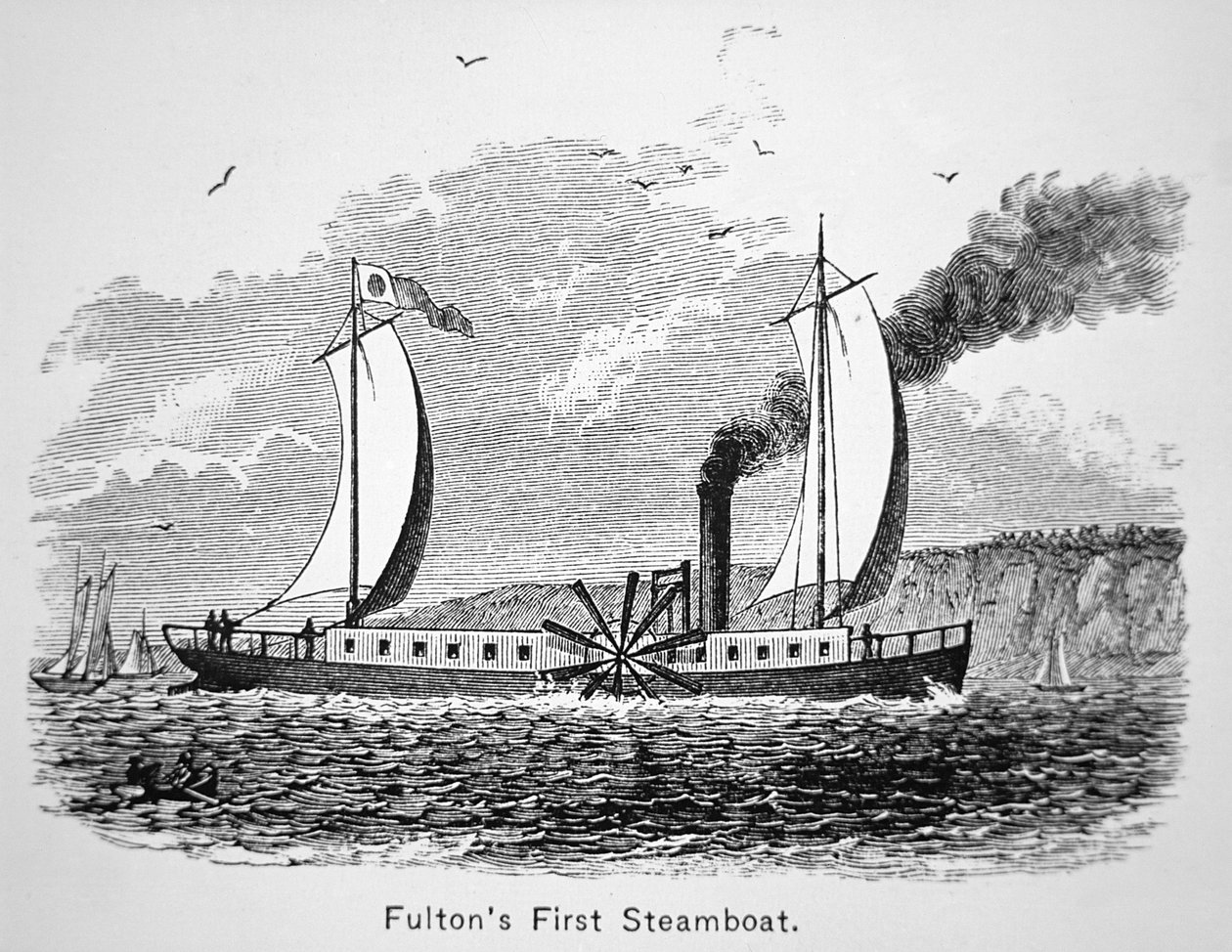 První parník Roberta Fultona (1765-1815) „Clermont“ od American School