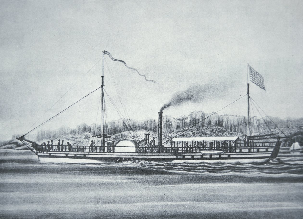Parník Roberta Fultona „Clermont“ na řece Hudson v New Yorku od American School