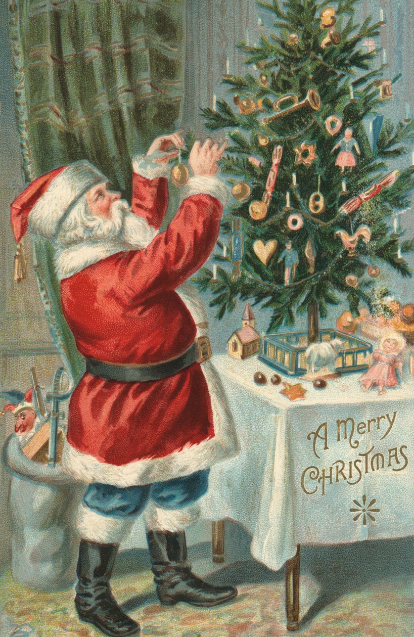 Santa Claus zdobí vánoční stromeček od American School