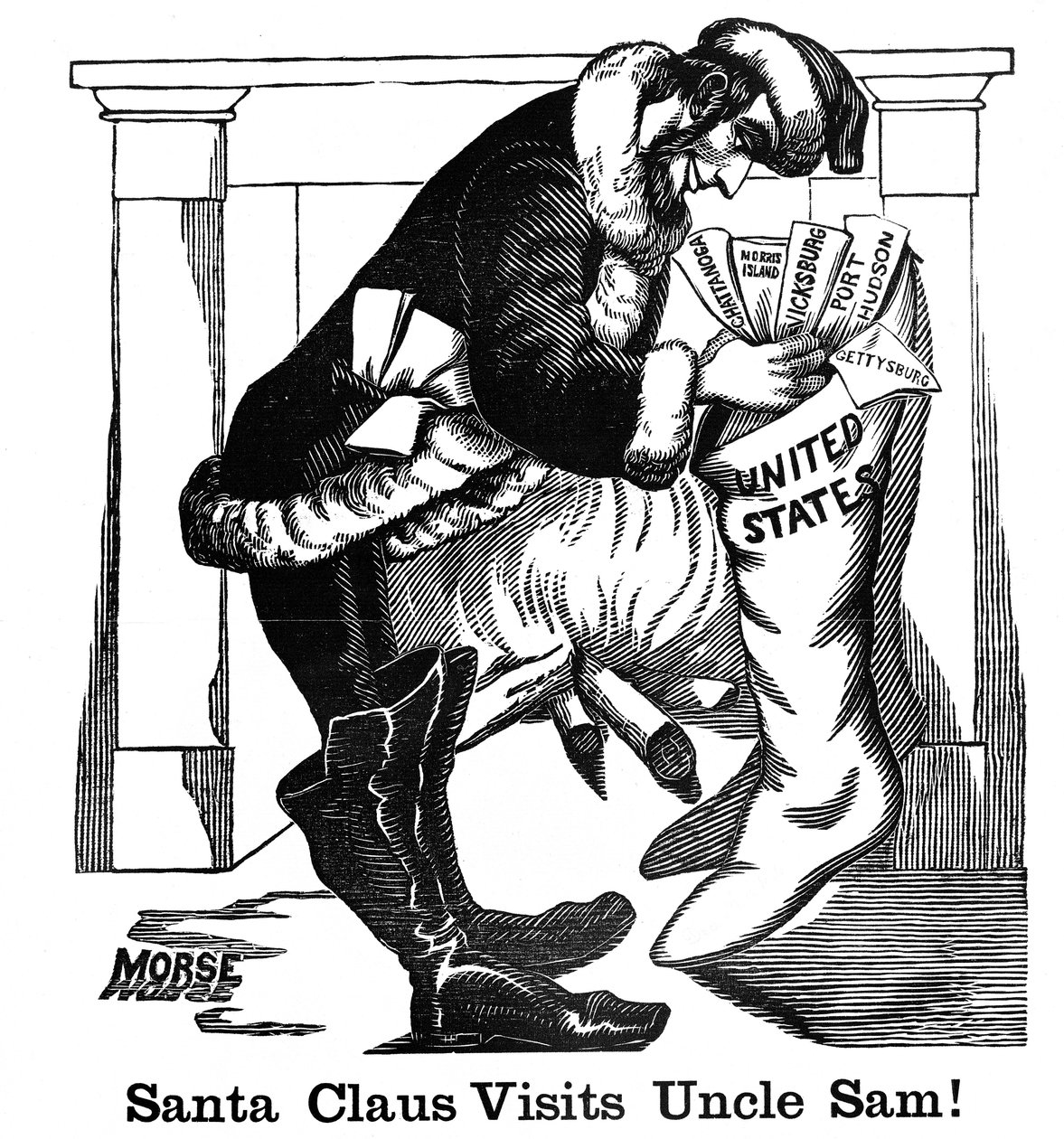 Santa Claus navštíví strýčka Sama!, kolem roku 1863 od American School