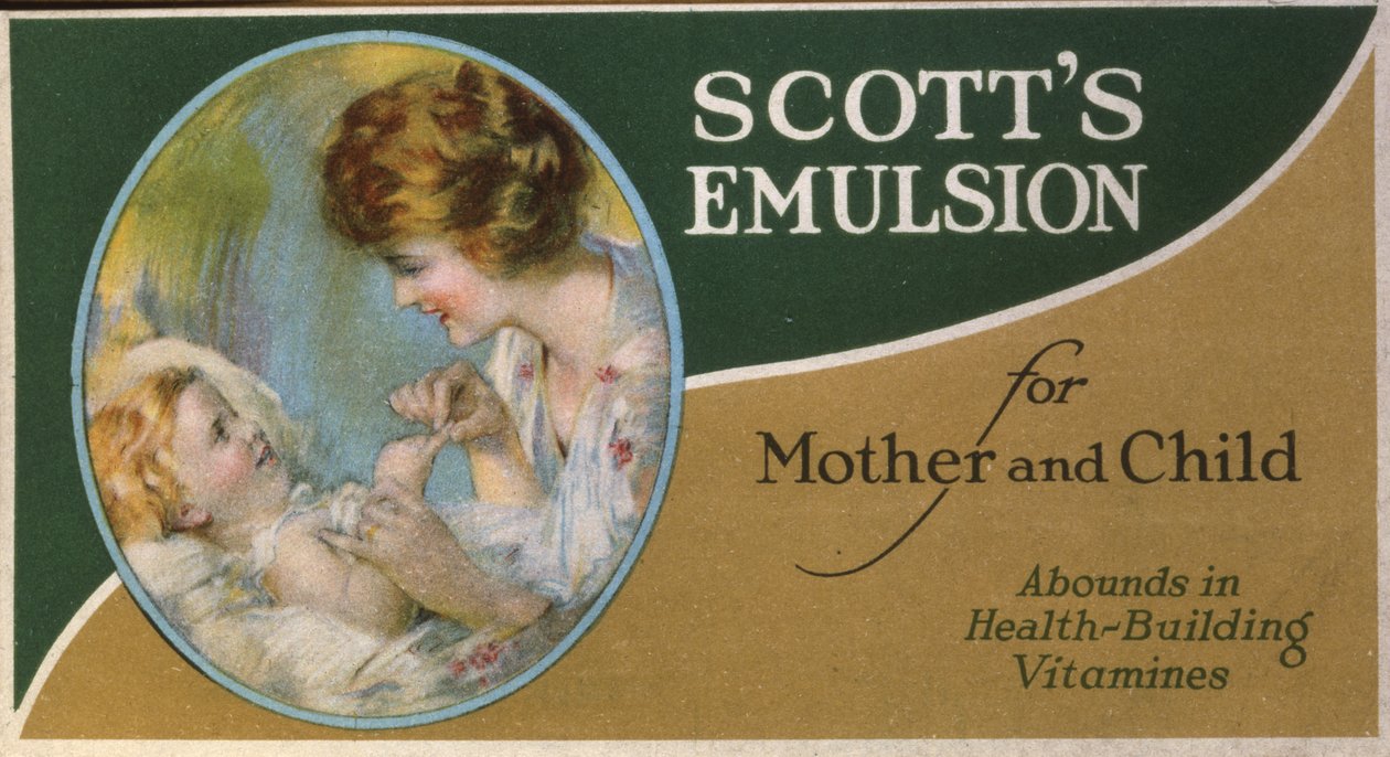 Scotts emulze pro matku a dítě, bohatá na vitamíny pro budování zdraví (litografie [obchodní karta]) od American School