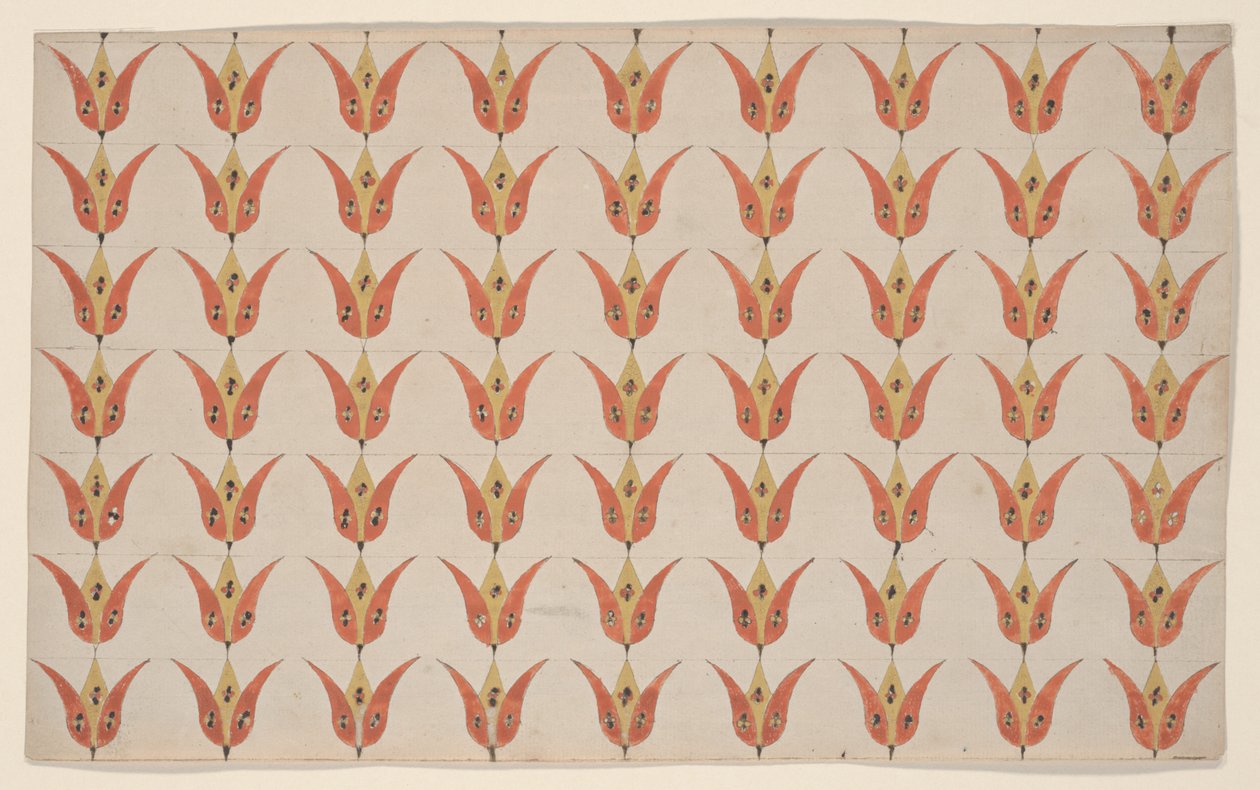 Sedm řad tulipánů, Fraktur Painting, c.1800-20 od American School