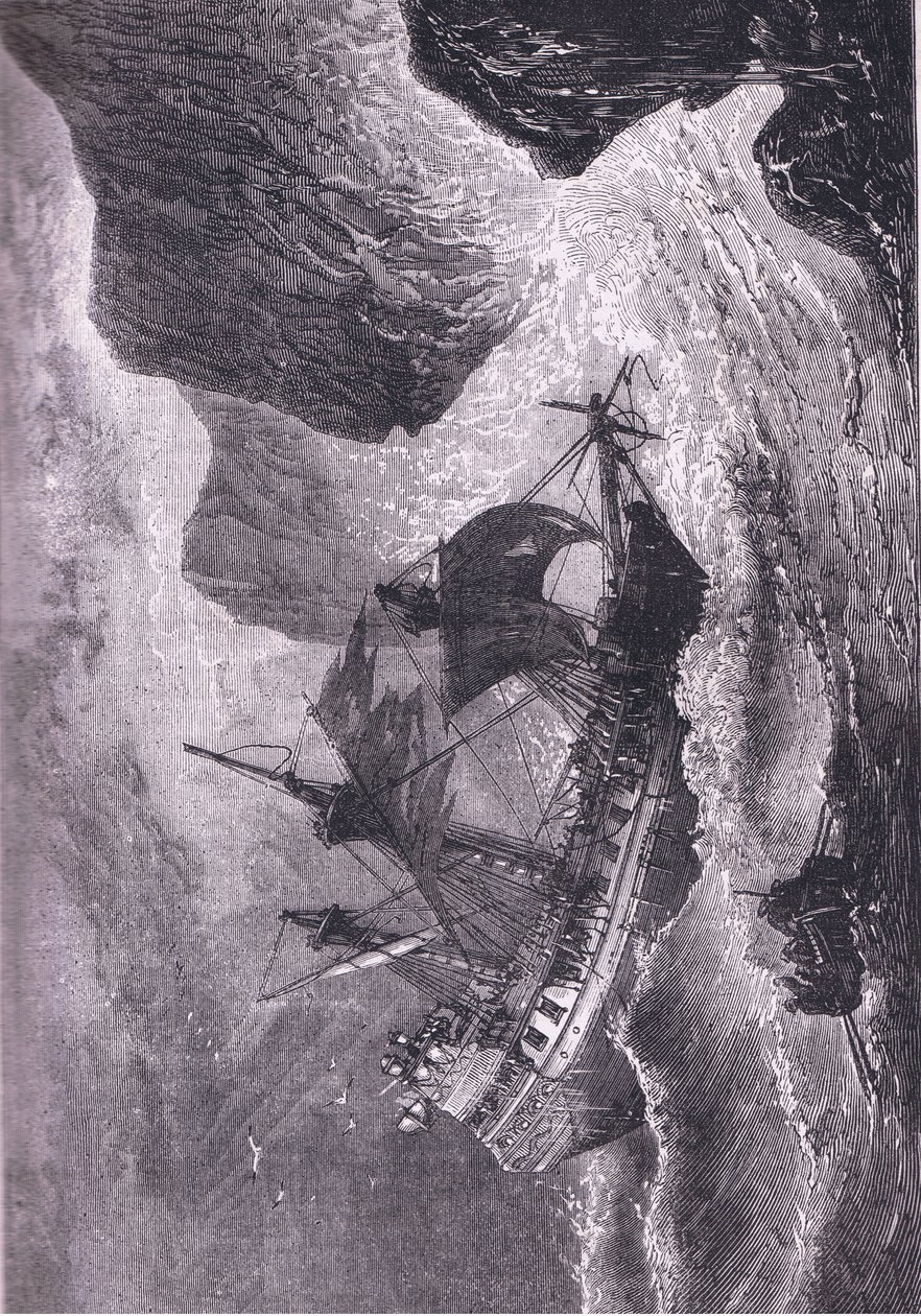 Somers řídí svou loď na břehu, ilustrace z Cassell