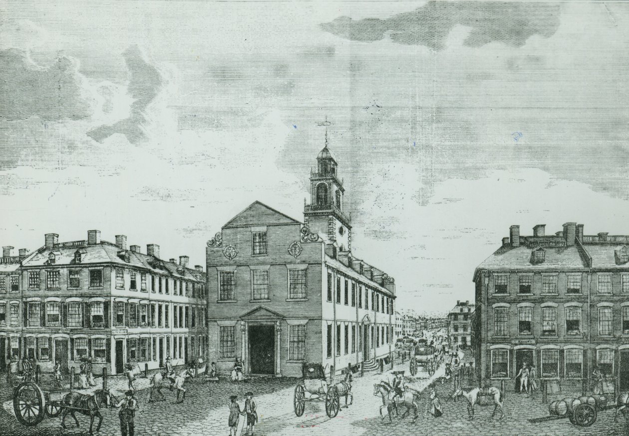Jihozápadní pohled na The Old State House, Boston, 1881 od American School