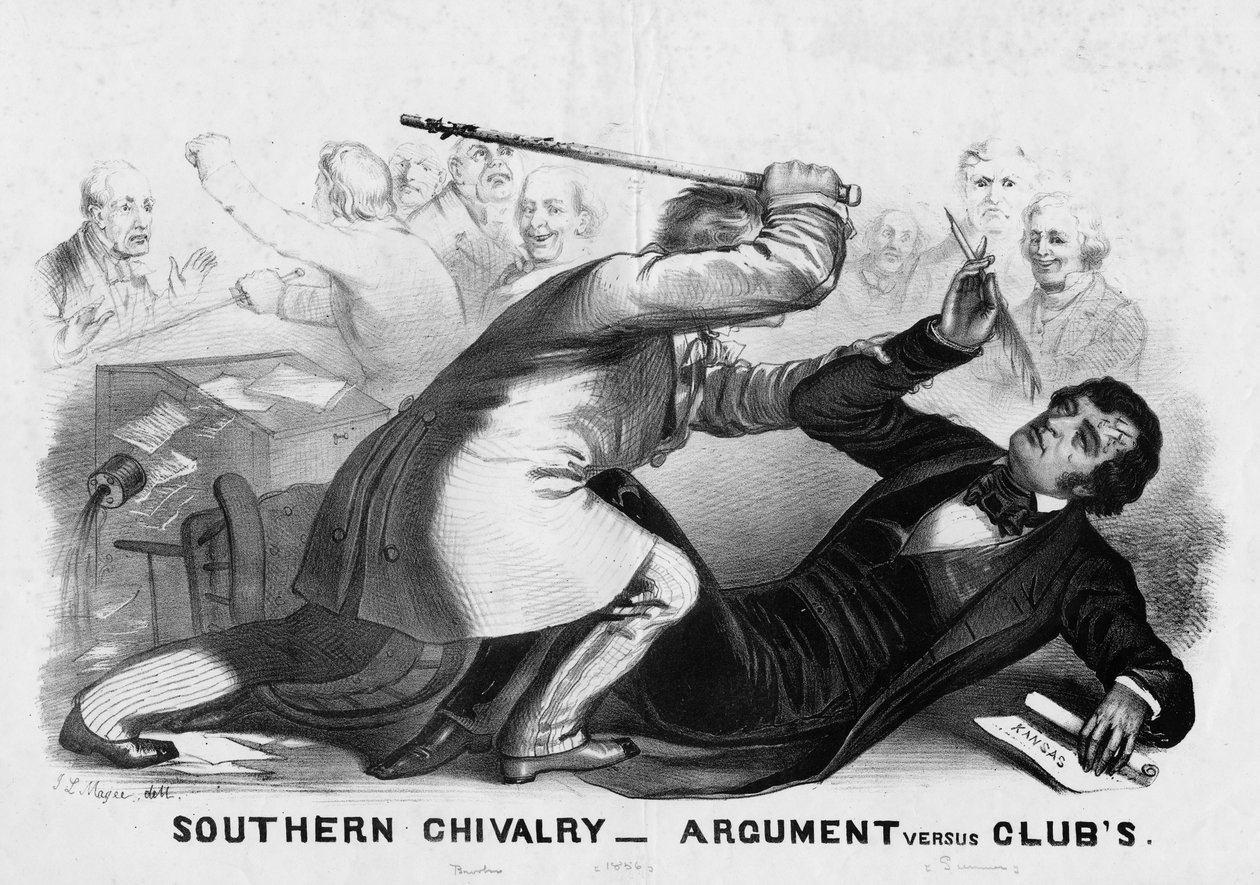Jižanské rytířství: hádka versus kluby, publikováno v New Yorku kolem roku 1856 od American School
