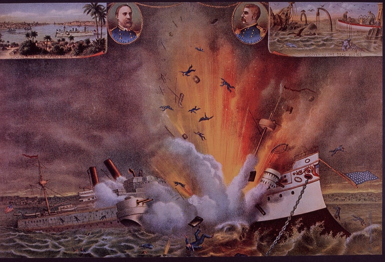 Španělsko-americká válka 1898, USS Maine vyhozena do povětří v havanském přístavu od American School
