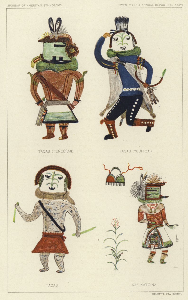 Tacab (Tenebidji), Tacas (Yebitcai), Tacab, Kae Katcina (barevná litografie) od American School