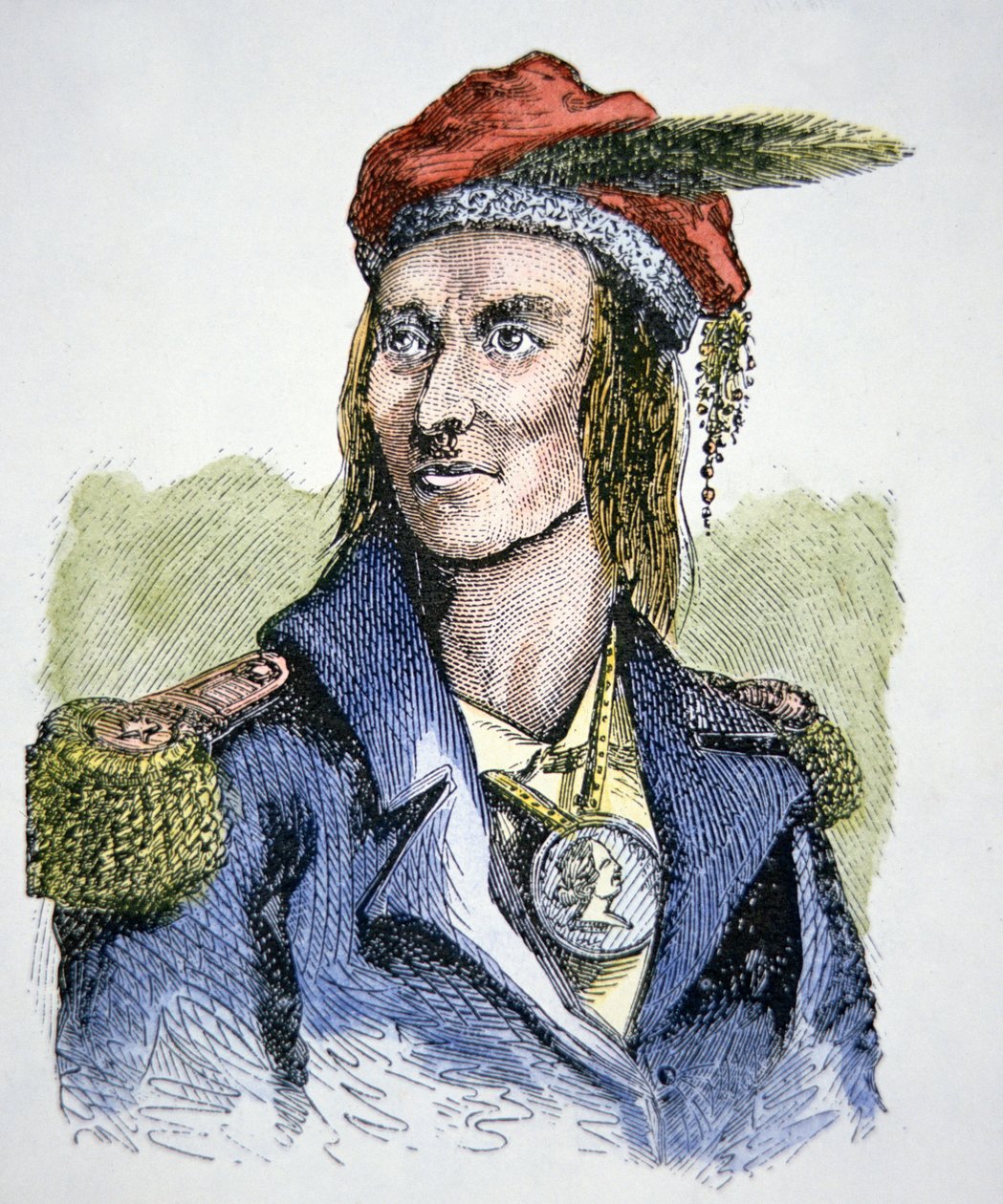 Tecumseh (1768-1813) (barevná rytina) od American School