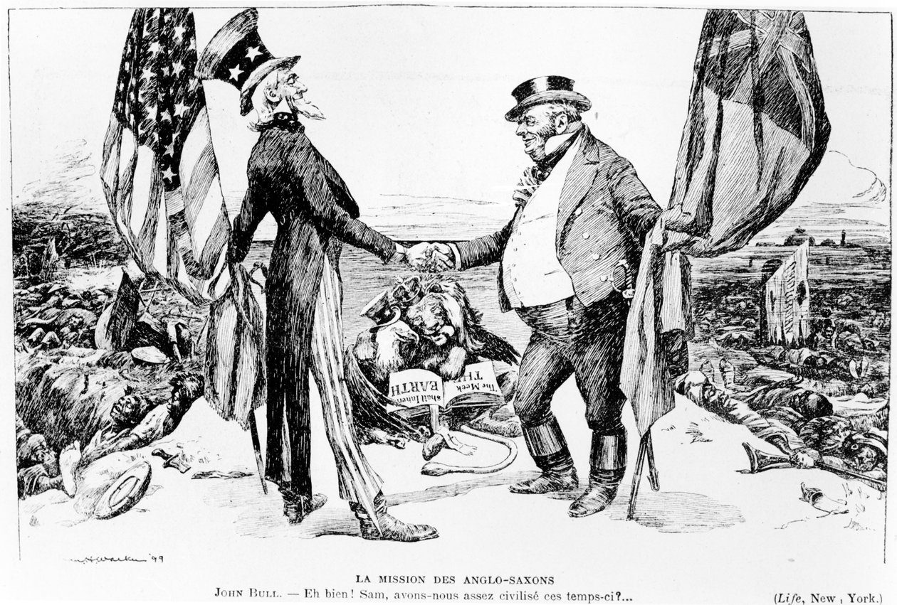 The Anglo-Saxons Mission, ilustrace z Le Rire, 1899 od American School