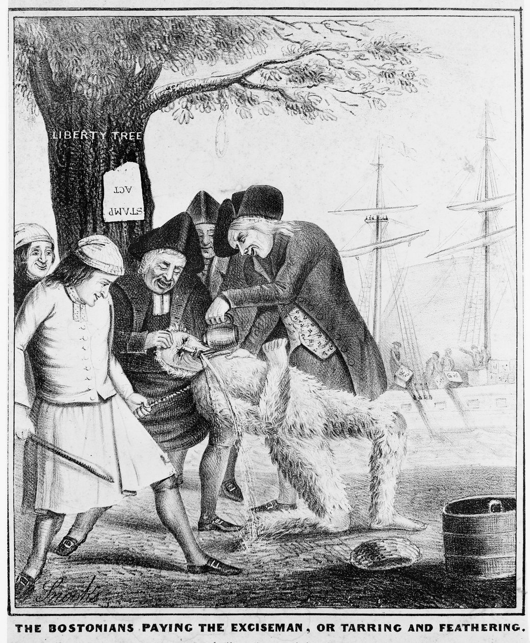 Bostonians Paying the Exciseman, aneb Dehtování a opeření od American School