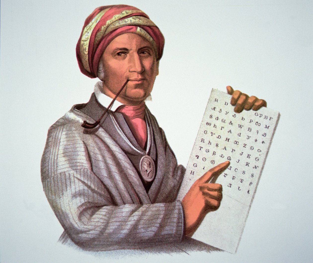 The Cherokee Scholar, Sequoyah (1776-1843) (barevné lito) od American School