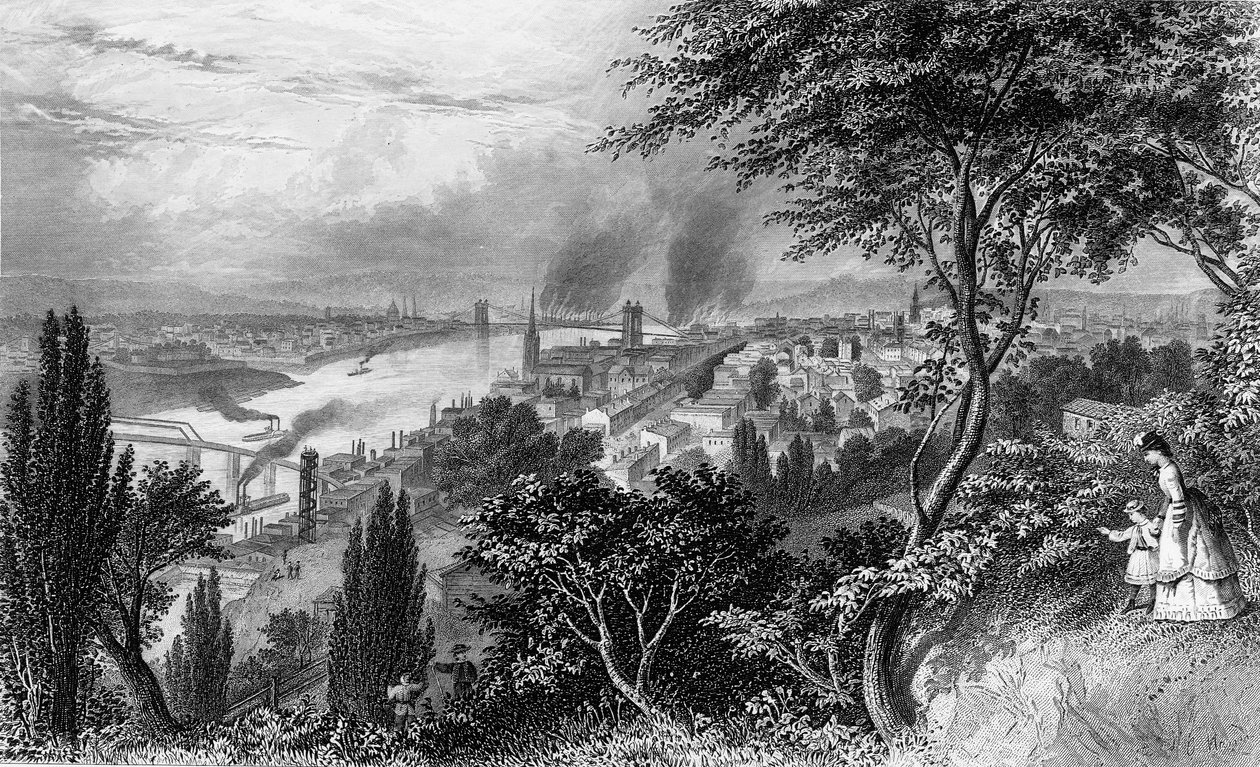 Město Cincinnati, Ohio, z Picturesque America Volume II, vytištěno v New Yorku 1872 od American School
