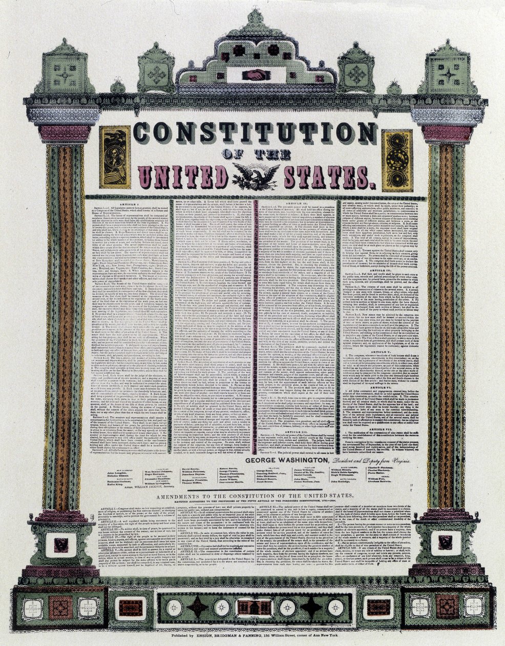 Ústava Spojených států amerických (Americká ústava) podepsaná v roce 1787, použitá v roce 1789 od American School