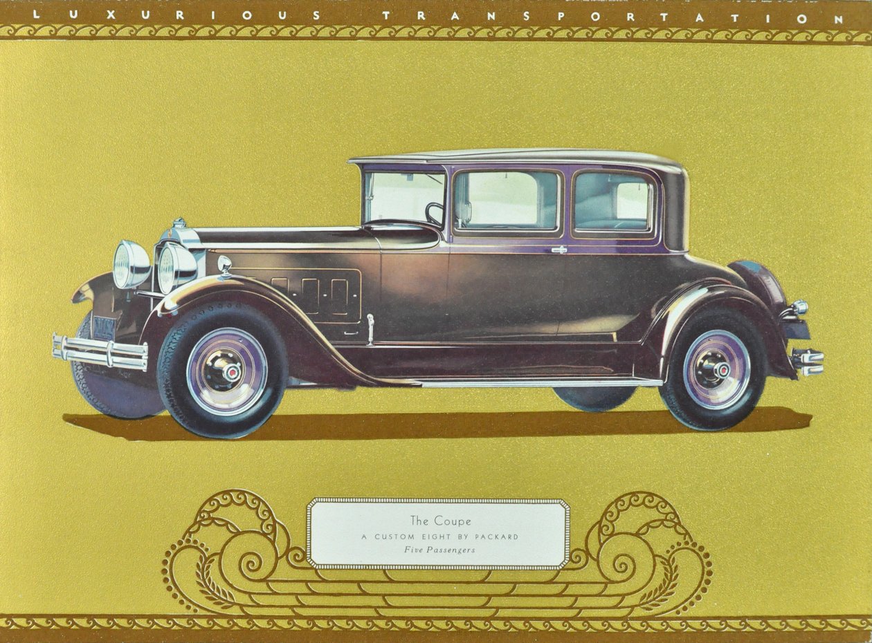 The Coupe, A Custom Eight by Packard, pub.1930 (barevná litografie) od American School