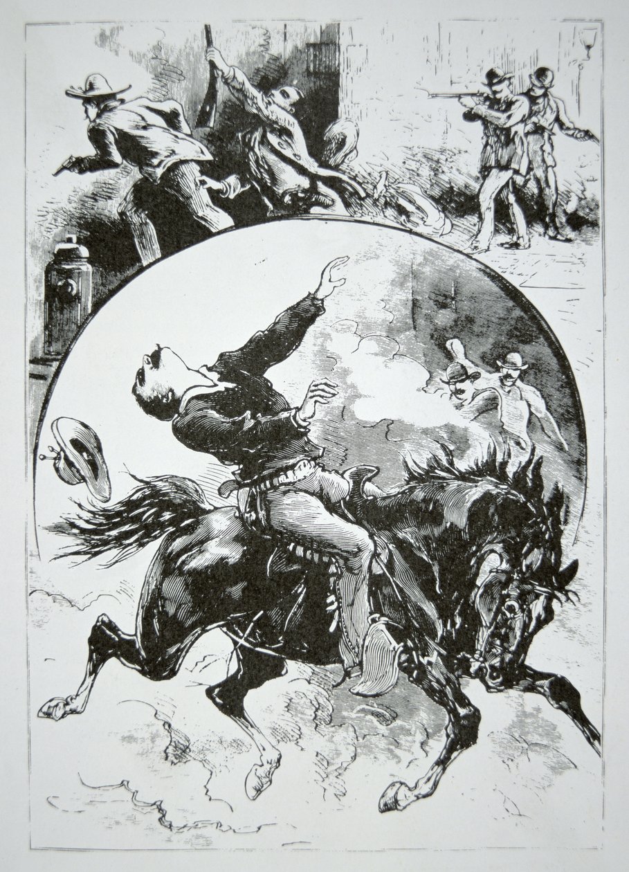 Dalton Gang, sestřelený rozzlobenými občany Coffeyville, z „National Police Gazette“, 5. října 1892 (rytina) od American School