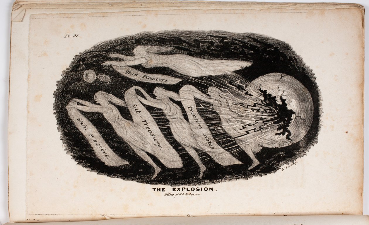 Exploze, ilustrace z The Vision of Judgement, or A Present for Whigs of 76 and 37 od Junius Jr., 1938 od American School
