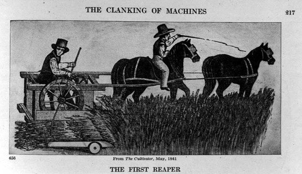 The First Reaper, ilustrace z The Cultivator, 1841, z The Pageant of America, Vol.3, od Ralpha Henryho Gabriela, 1926 od American School