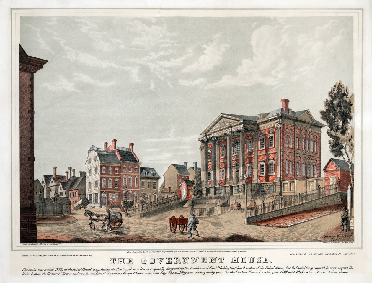 Vládní dům, pub. 1847 (barevná litografie) od American School