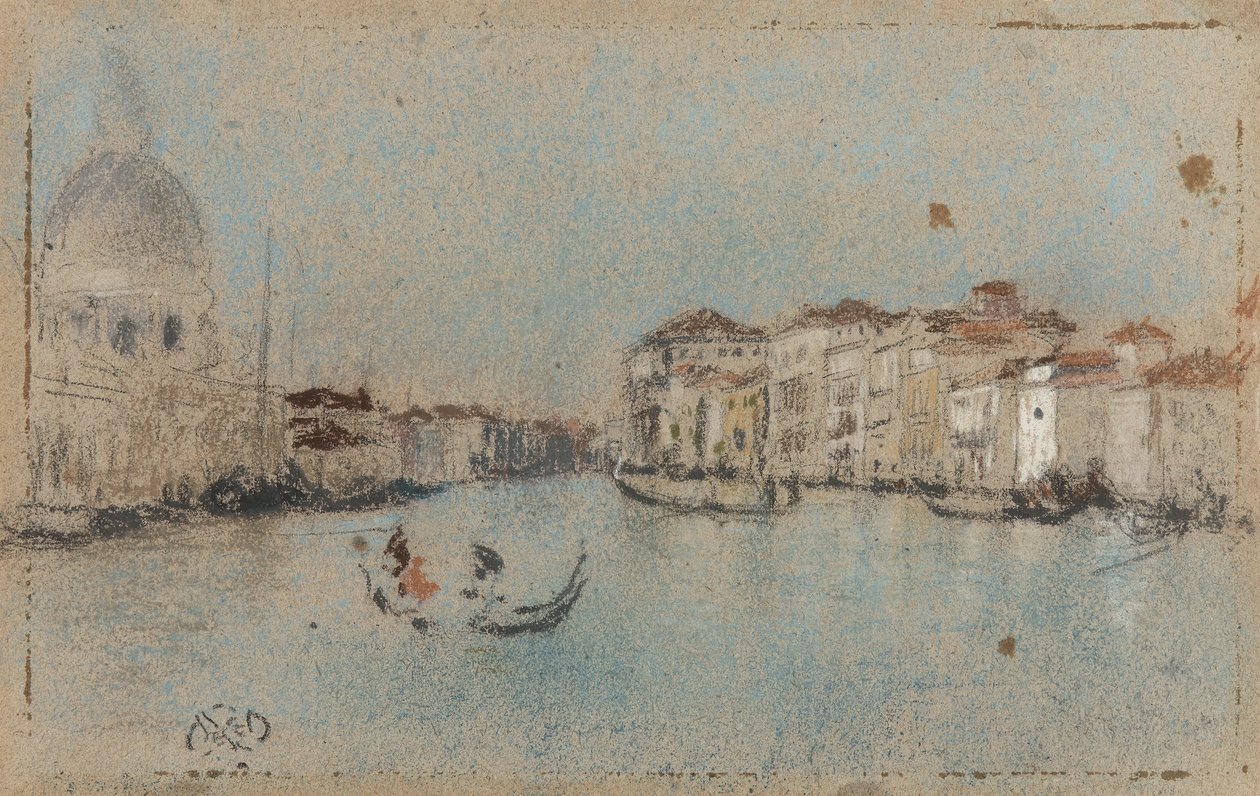 Velký kanál, Benátky, asi 1879-80 (pastel na hnědém papíře) od American School