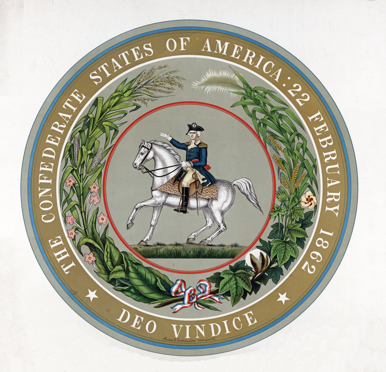 Velká pečeť Konfederovaných států amerických : 22. února 1862 - Deo Vindice, vyd. 1911 (barevná litografie) od American School