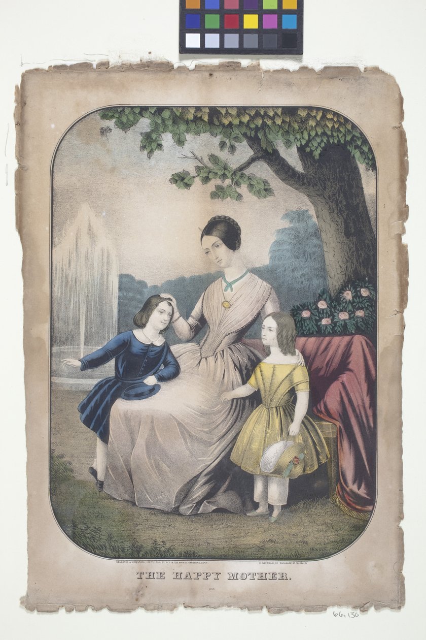 Šťastná matka (ručně kolorovaná litografie) od American School