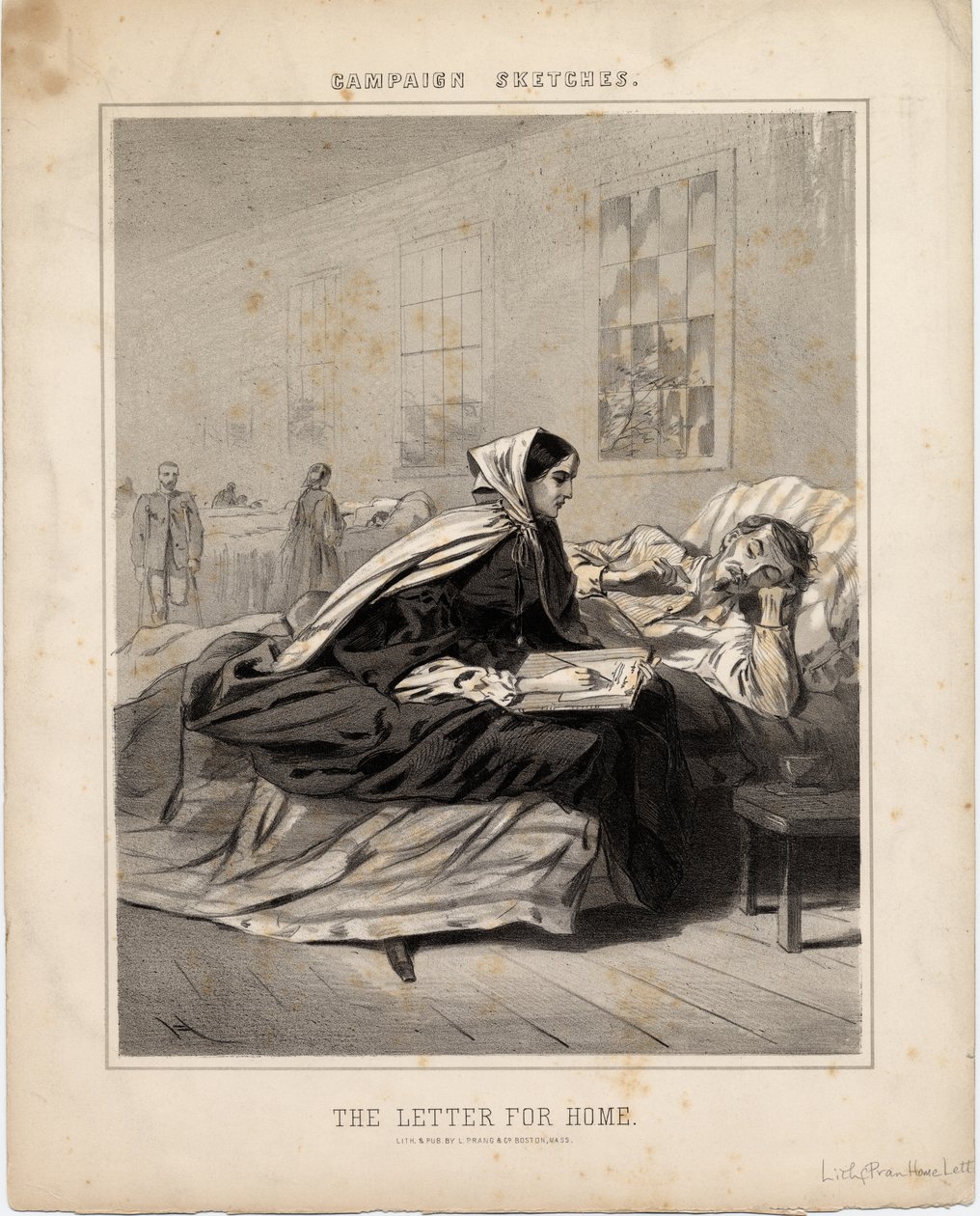 The Letter for Home, ilustrace z Campaign Sketches, 1863 od American School