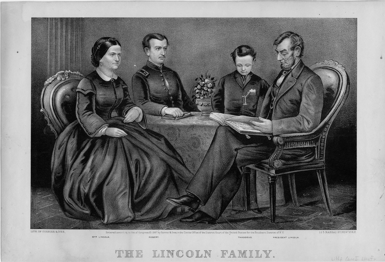 The Lincoln Family, hospoda. od Currier & Ives, 1867 od American School