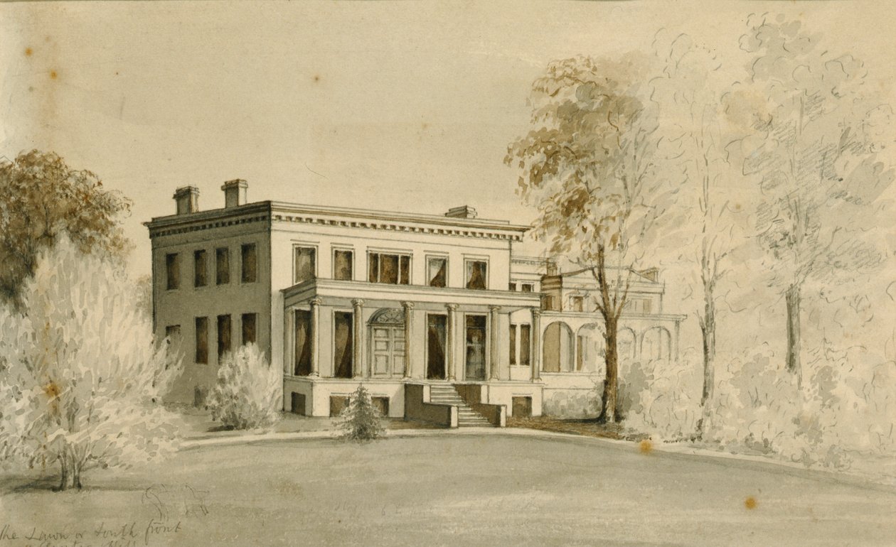 "Sídlo", Centre Hill, Petersburg, Virginie (akvarel na papíře) od American School
