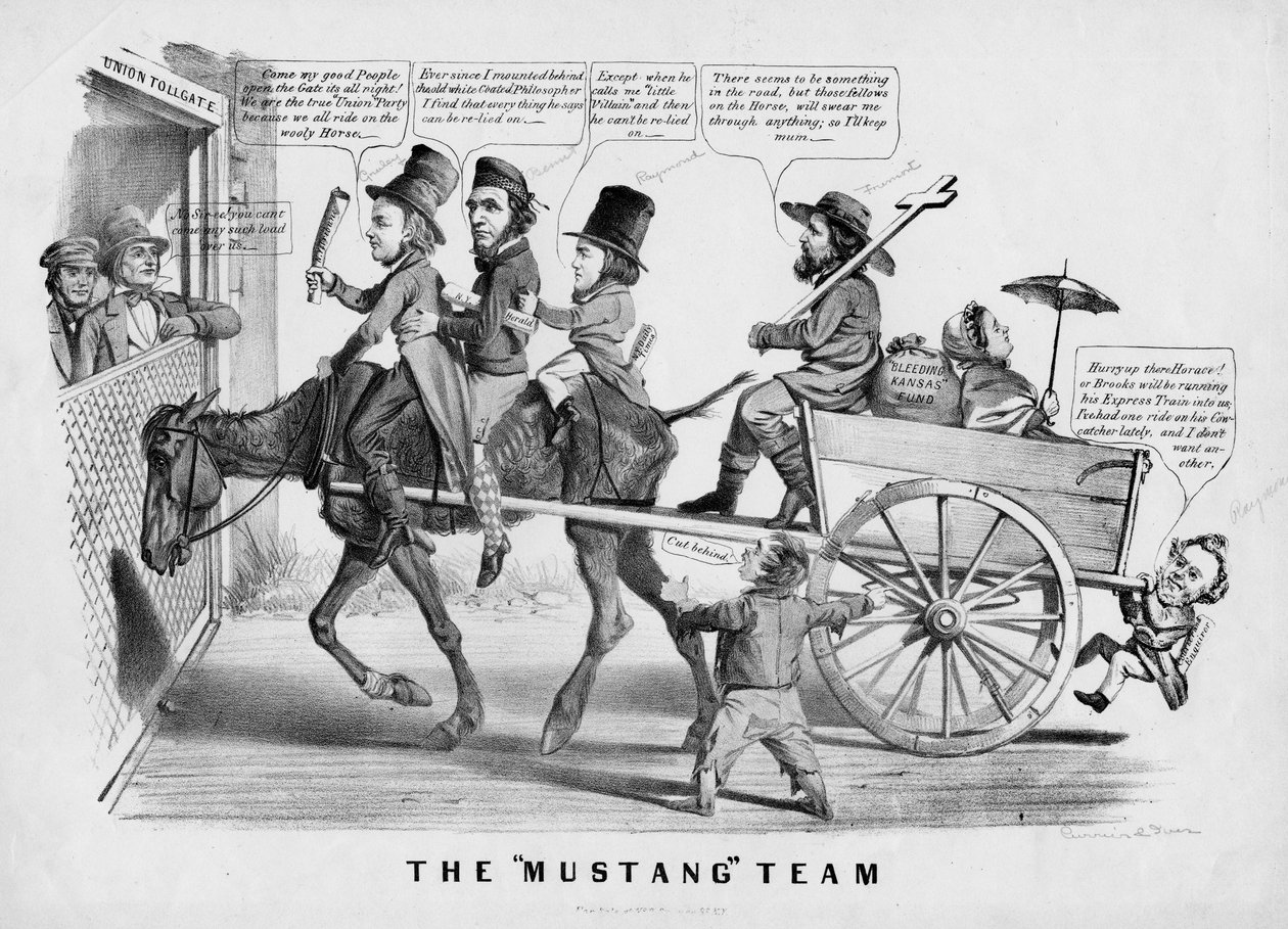 Tým Mustang, publikoval Currer & Ives, New York, c.1856 od American School