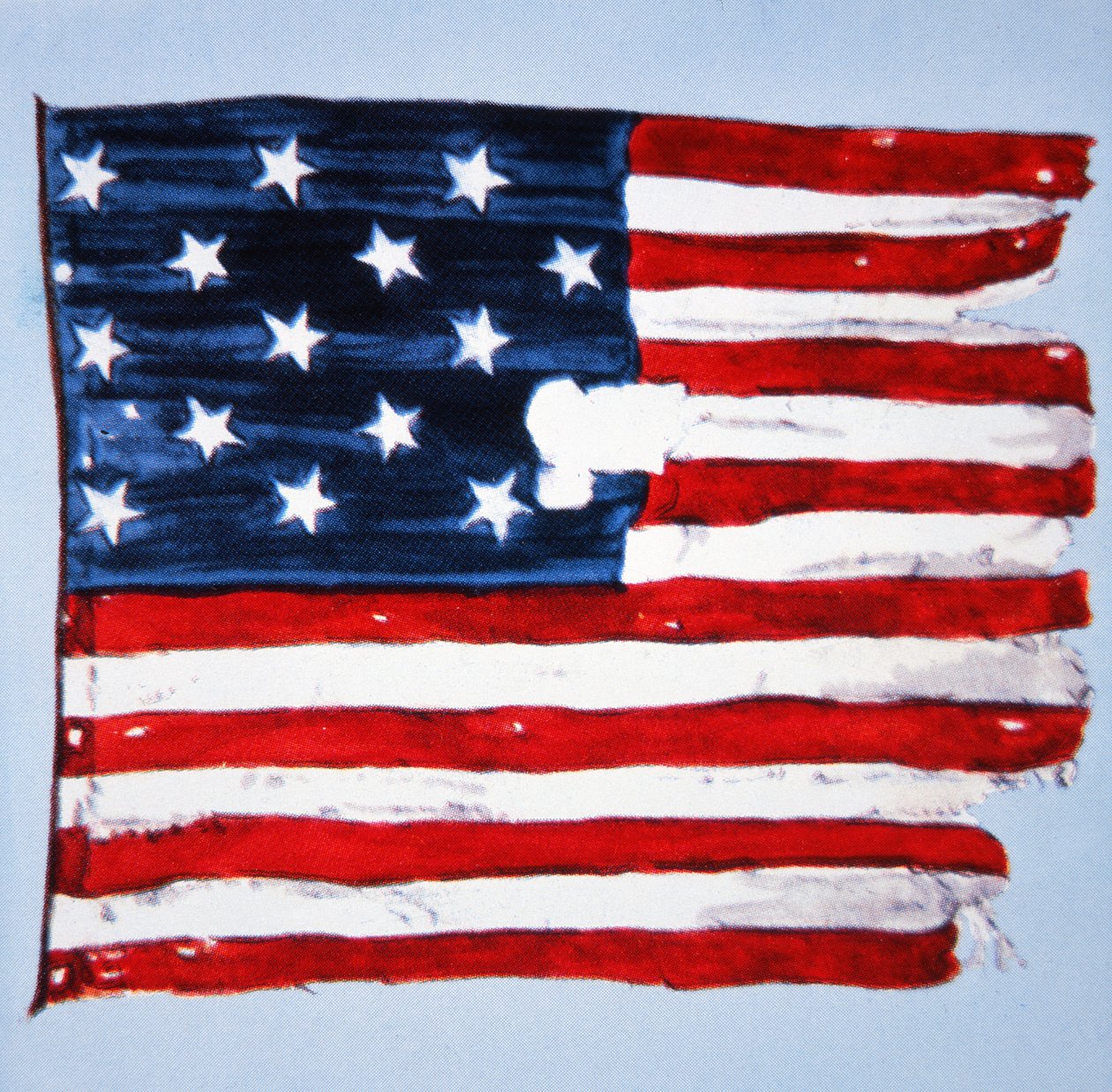 Původní „Star-Spangled Banner“ (barevný lito) od American School