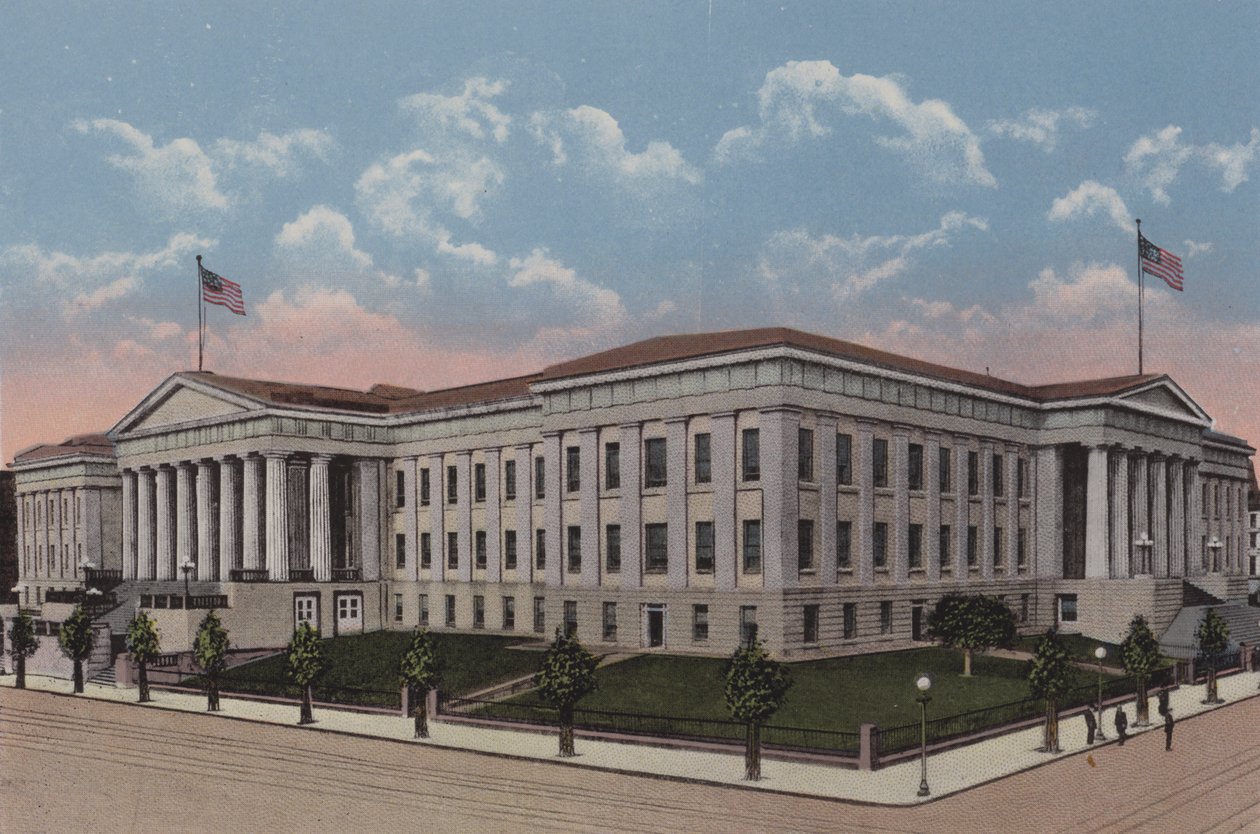 Patentový úřad, Washington DC (barevná litografie) od American School