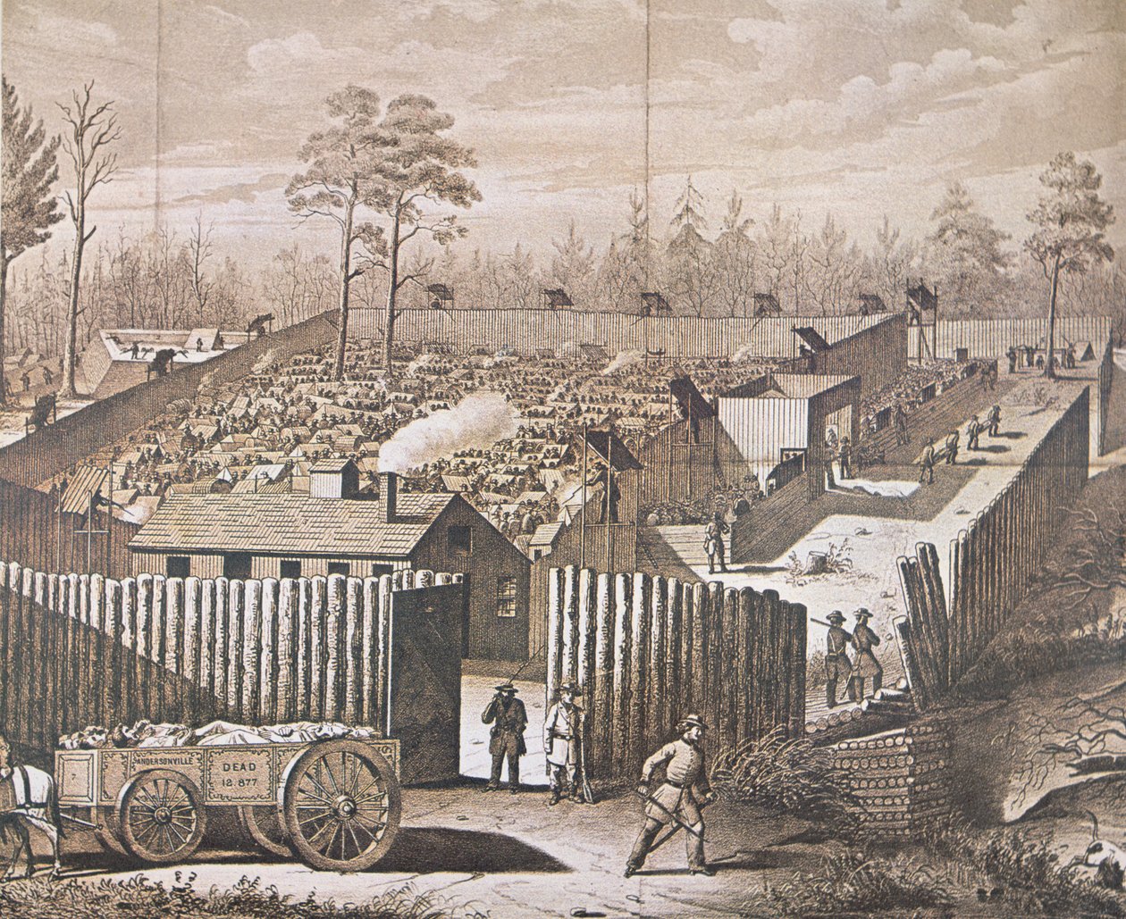 Zajatecký tábor v Andersonville (litho) od American School