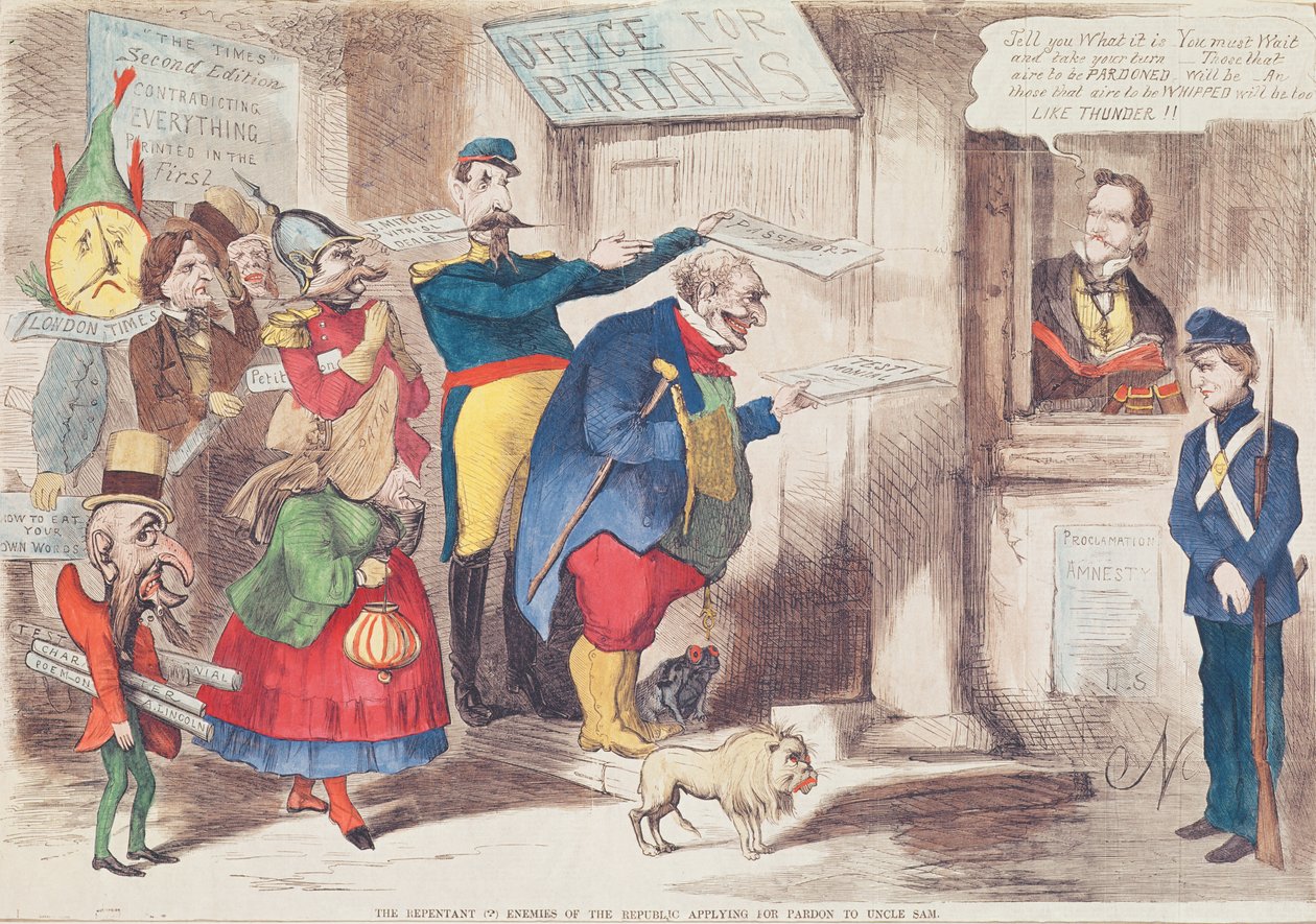 Kající (?) Nepřátelé republiky žádají o milost strýci Samovi, 1869 od American School