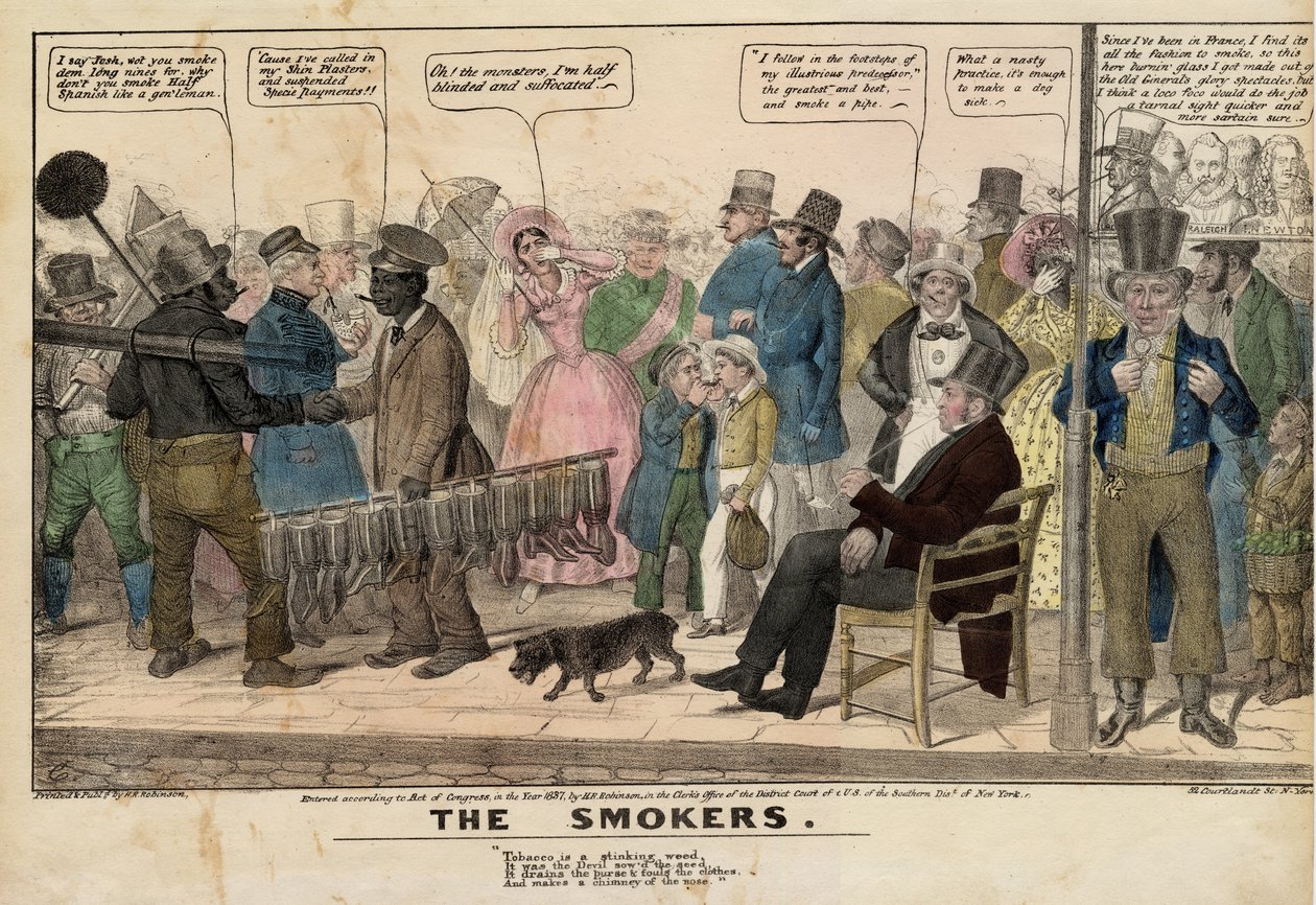 The Smokers, kolem roku 1837 (ručně kolorované lito) od American School