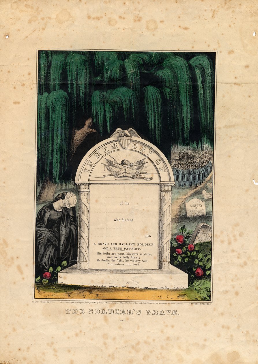 The Soldiers Grave, hospoda. od Currier & Ives, kolem roku 1862 od American School