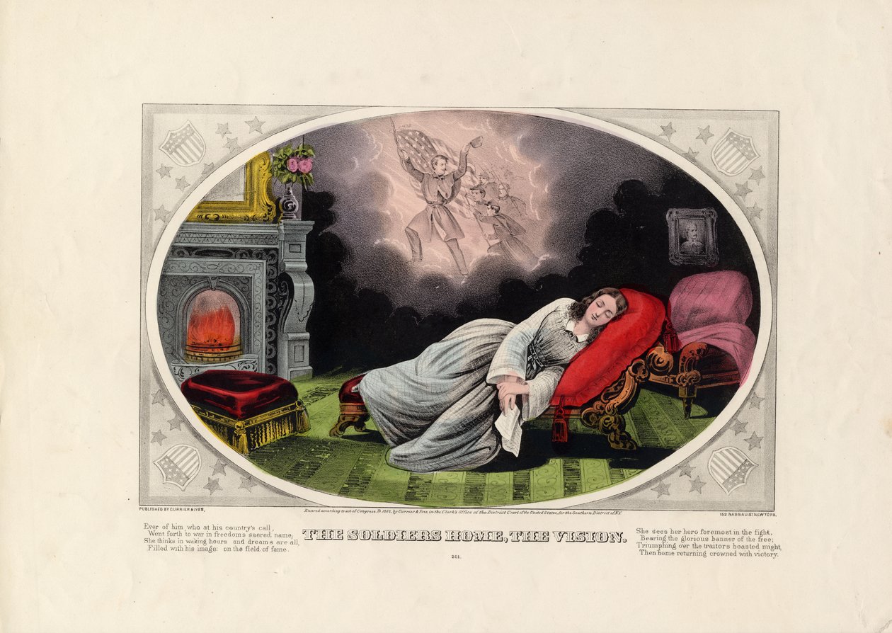 The Soldiers Home, The Vision, hospoda. od Currier & Ives, 1862 od American School