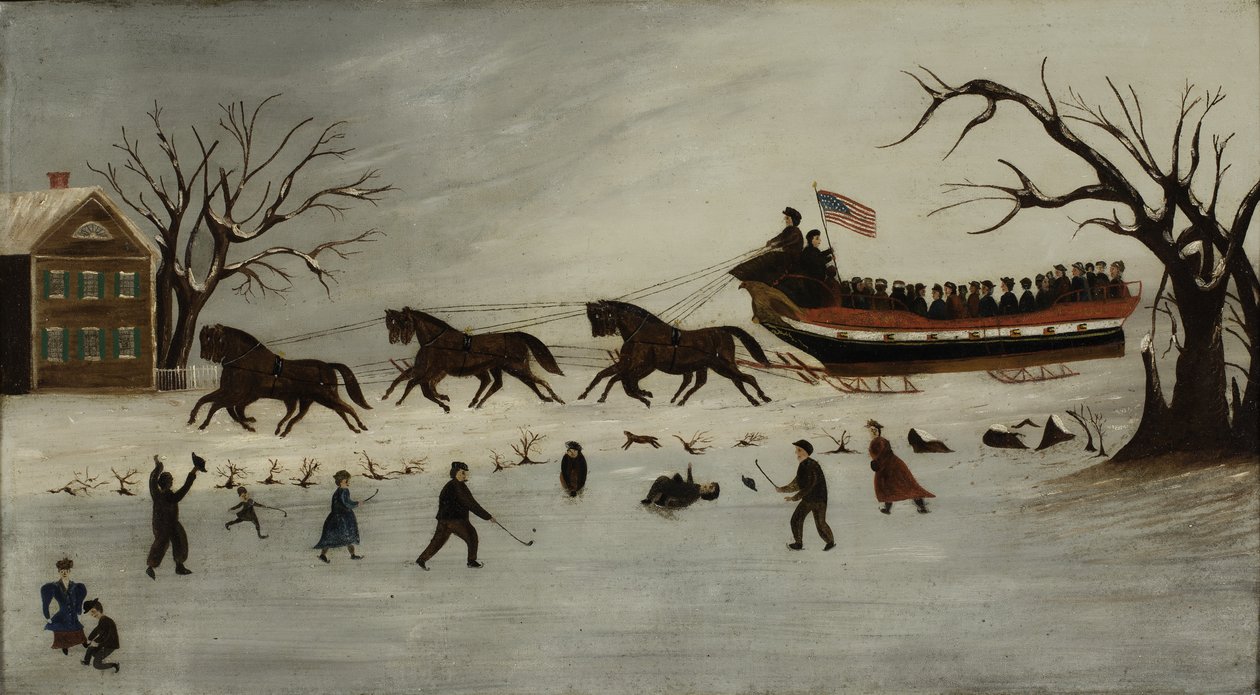 Sufražetky na saních, 1870-90 od American School