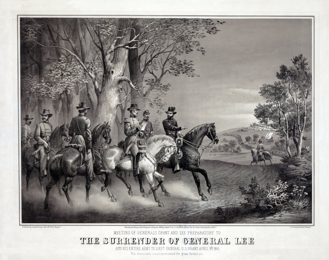 Kapitulace generála Leeho, vyd. 1866 (litografie) od American School