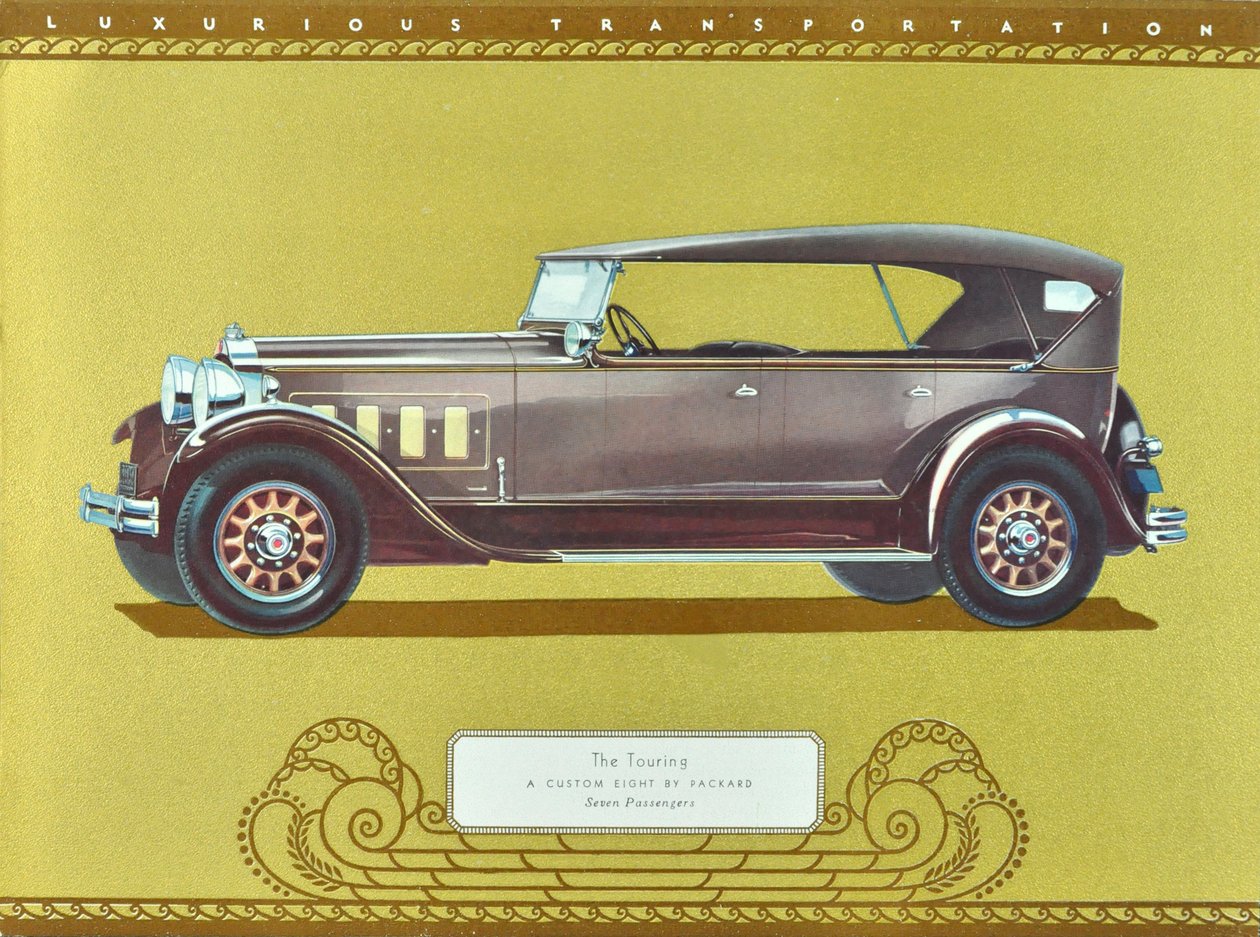 The Touring, A Custom Eight by Packard, pub.1930 (barevná litografie) od American School