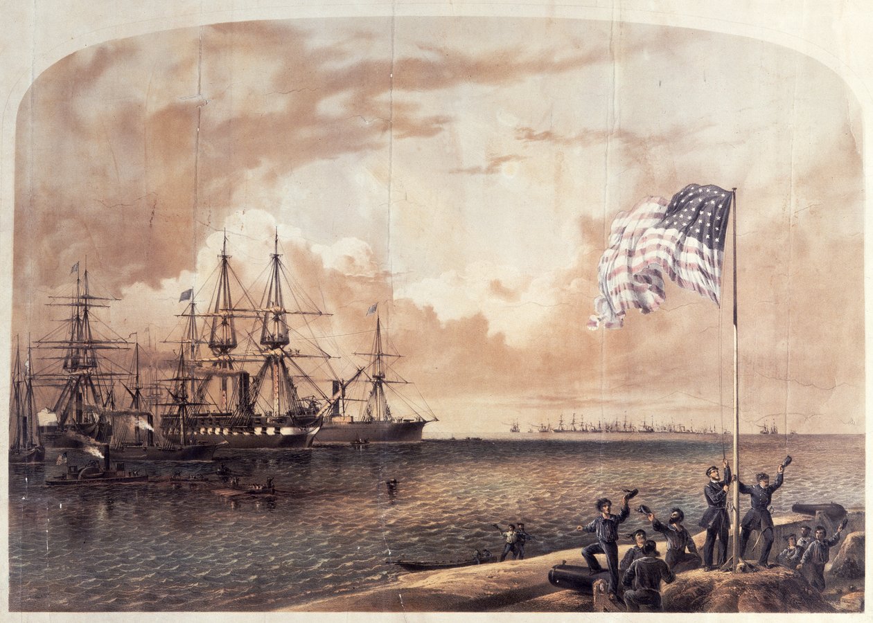 Vítězství unie v Port Royal, 7. listopadu 1861, vyryto Shearmanem a Hartem, 1861 od American School