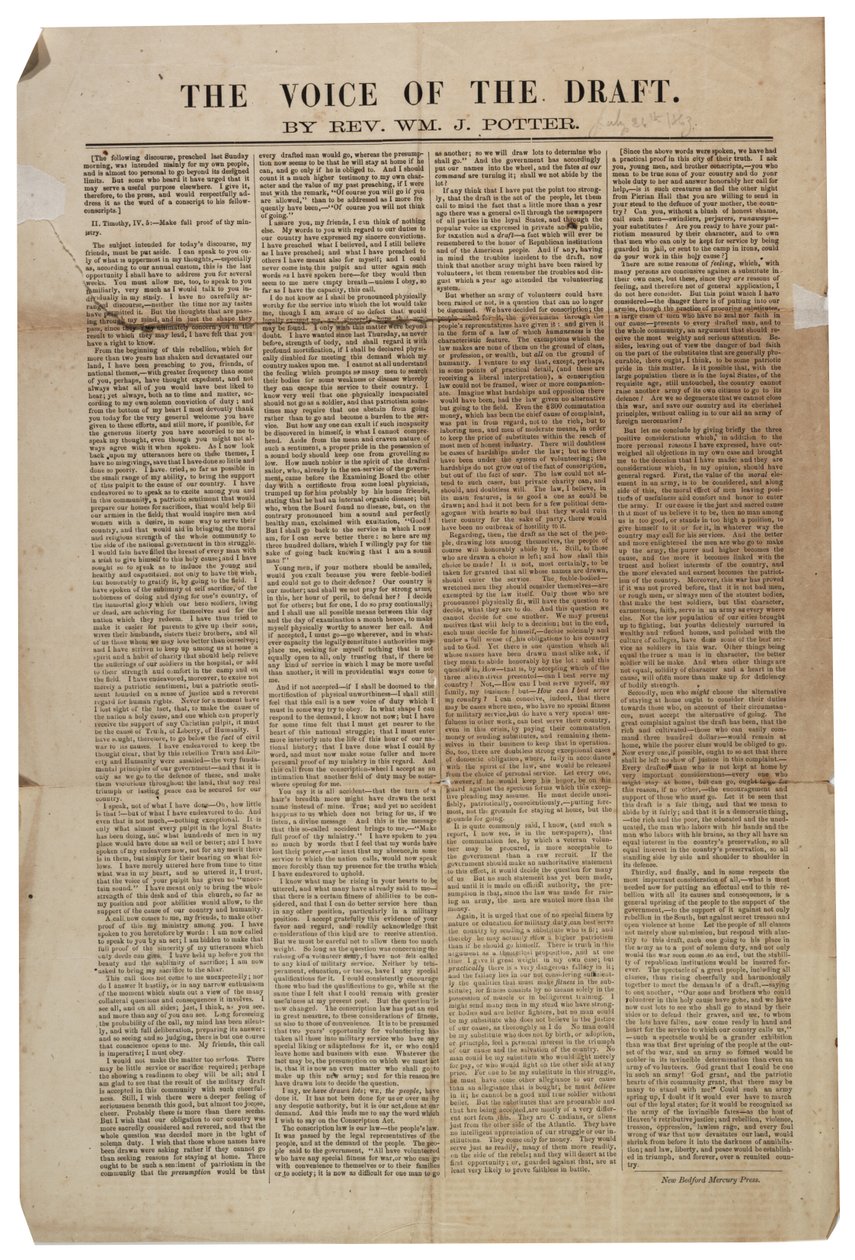Hlas návrhu, 21. července 1863 od American School