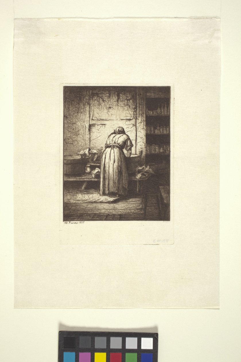 The Washerwoman (inkoust, pero, tužka) od American School