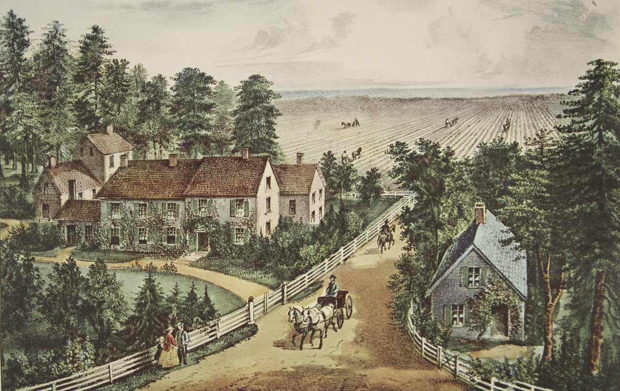 The Western Farmers Home, hospoda. 1871, Currier & Ives od American School