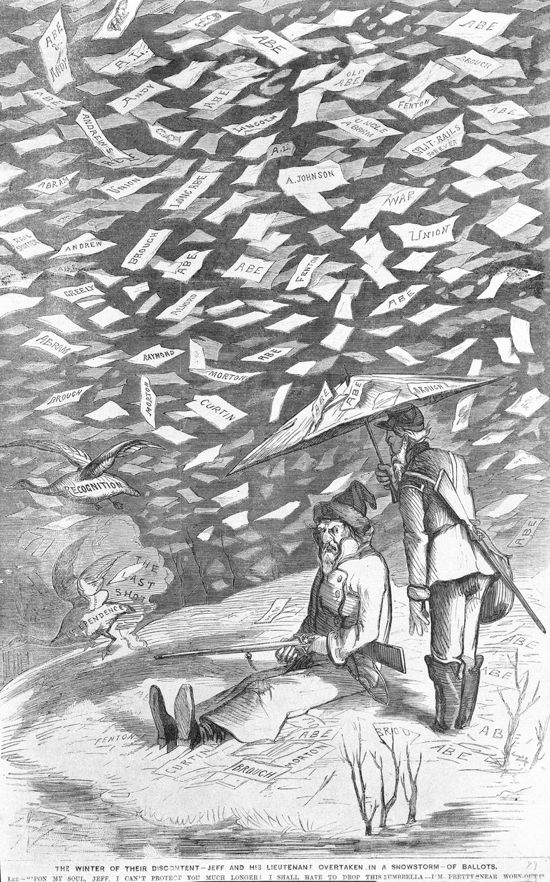 Zima jejich nespokojenosti, Jeff a jeho poručík dohnáni ve sněhové bouři hlasovacích lístků, kolem roku 1894 od American School