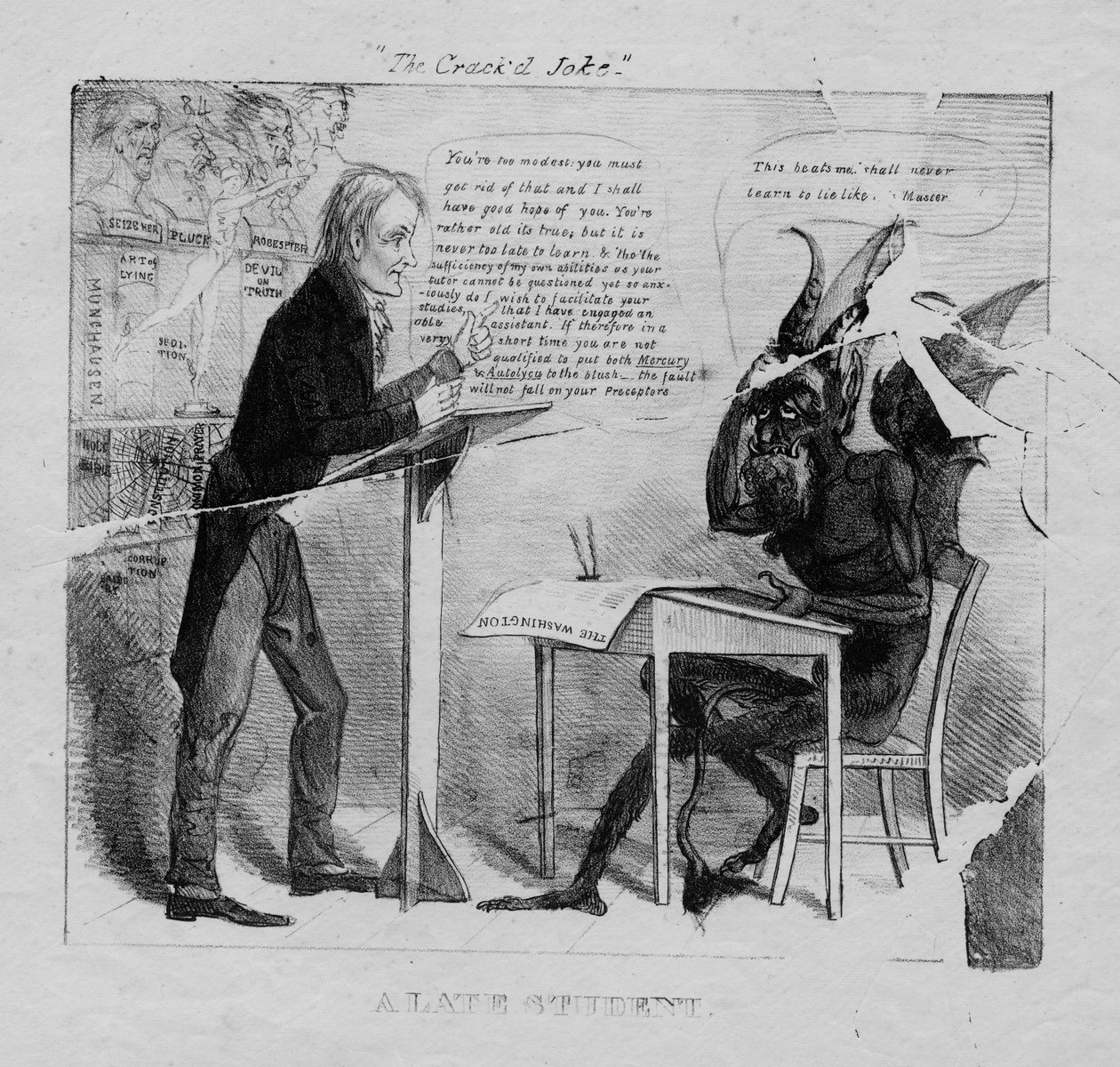 Bezva vtip: pozdní student, 1827 od American School