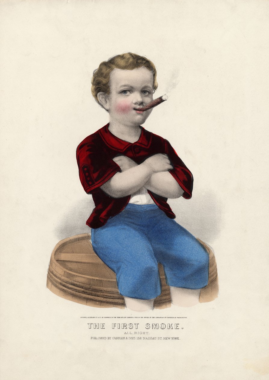 První kouř: Dobře, hospoda. od Currier & Ives, 1870 od American School