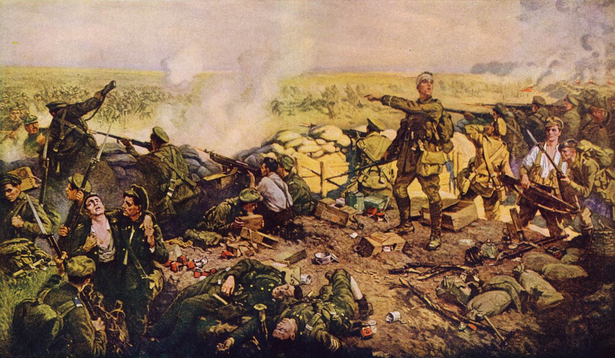 Nezdolní Kanaďané ve slavné bitvě u Ypres (barevná litografie) od American School