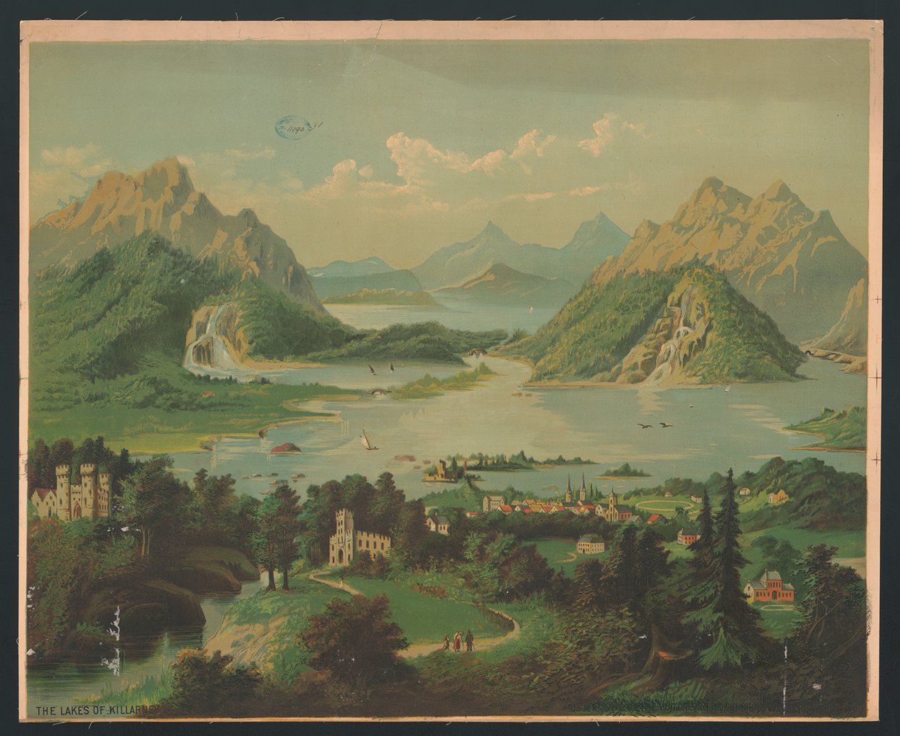 Jezera Killarney, kolem roku 1878 (chromolitho) od American School